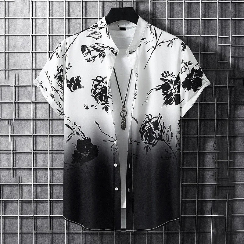 Summer 3d graffiti print shirt Casual fashion business men Hawaiian shirt Women Holiday button shirt ropa de hombre